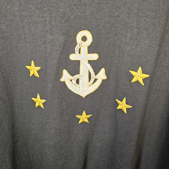 Vintage RARE Cruise Branded Navy Shirt Embroidered Anchor Stars Women's XL USA - Picture 3 of 6